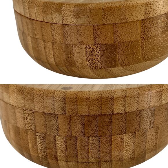 Totally Bamboo Salt & Pepper Double Bowl Storage Box Keeper Magnetic Swivel Top - Picture 14 of 16